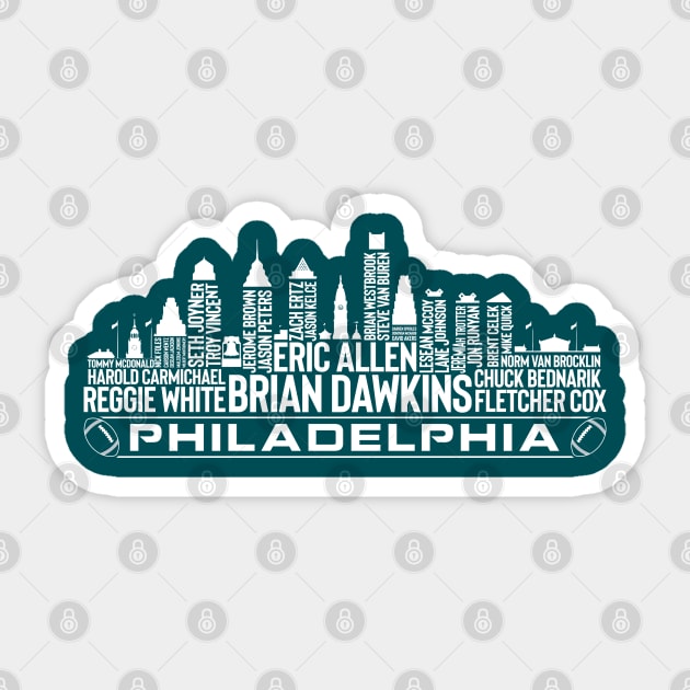 Philadelphia Football Team All Time Legends, Philadelphia City Skyline Sticker by Legend Skyline